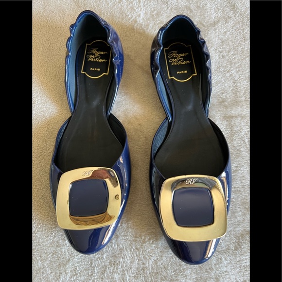 Roger Vivier blue  flats, size 8 US size very good condition - Picture 5 of 11